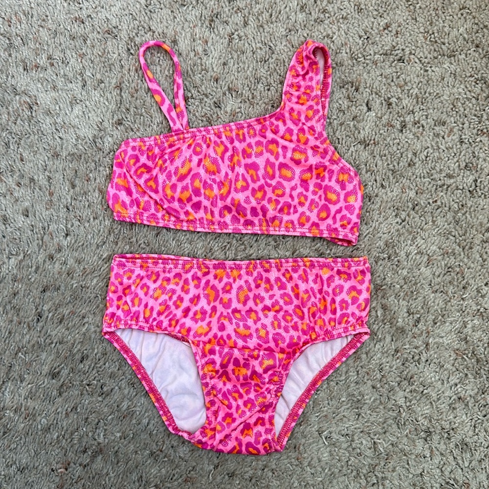 GIRLS pink cheetah 2 piece swimsuit size 3T